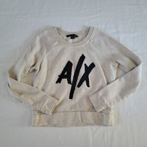 Armani Exchange Womens Sweatshirt Pullover Cream Heather Size XS